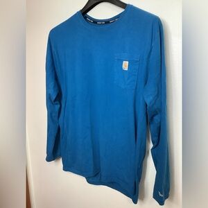 Carhartt Force Men’s Long Sleeve Pocket Tee Relaxed Fit Size XL Bright Blue